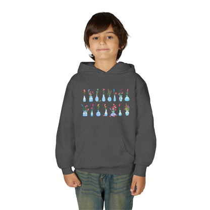 Youth Heavy Blend Hooded Sweatshirt - Set of flower vase Printify