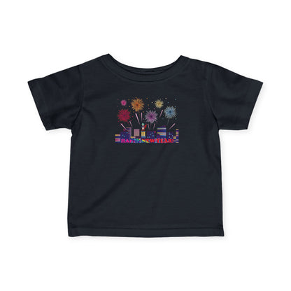Infant Fine Jersey Tee - Super kiddo with fireworks with text - [[{"value":"Wonderwear Kid"}]]