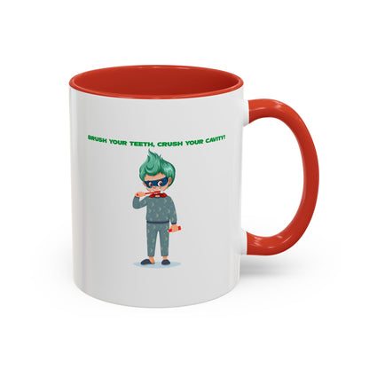 Accent Coffee Mug - Super kiddo brushing teeth - [[{"value":"Wonderwear Kid"}]]
