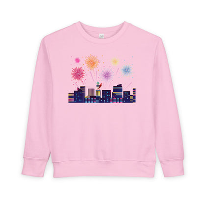 Toddler Sweatshirt - Super kiddo with fireworks - [[{"value":"Wonderwear Kid"}]]