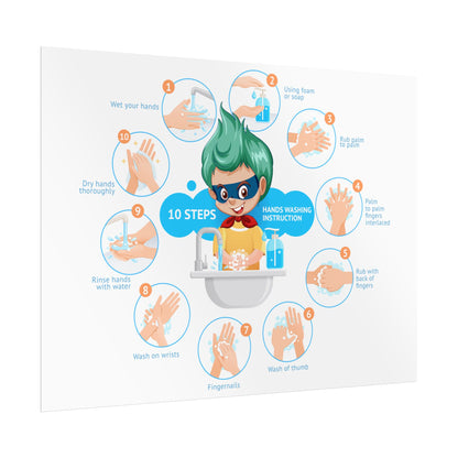Rolled Posters - Super kiddo hand washing steps - [[{"value":"Wonderwear Kid"}]]