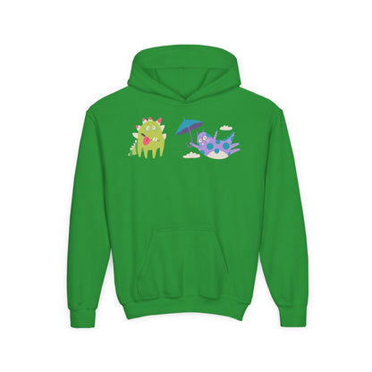 Youth Heavy Blend Hooded Sweatshirt - Monsters playing Printify