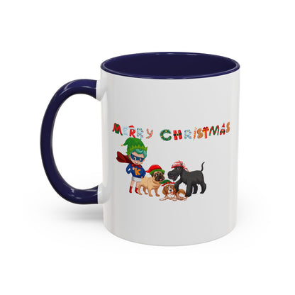 Accent Coffee Mug - Super kiddo woith pet friends - [[{"value":"Wonderwear Kid"}]]