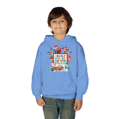 Youth Heavy Blend Hooded Sweatshirt - Christmas alphabet with super kiddo - [[{"value":"Wonderwear Kid"}]]