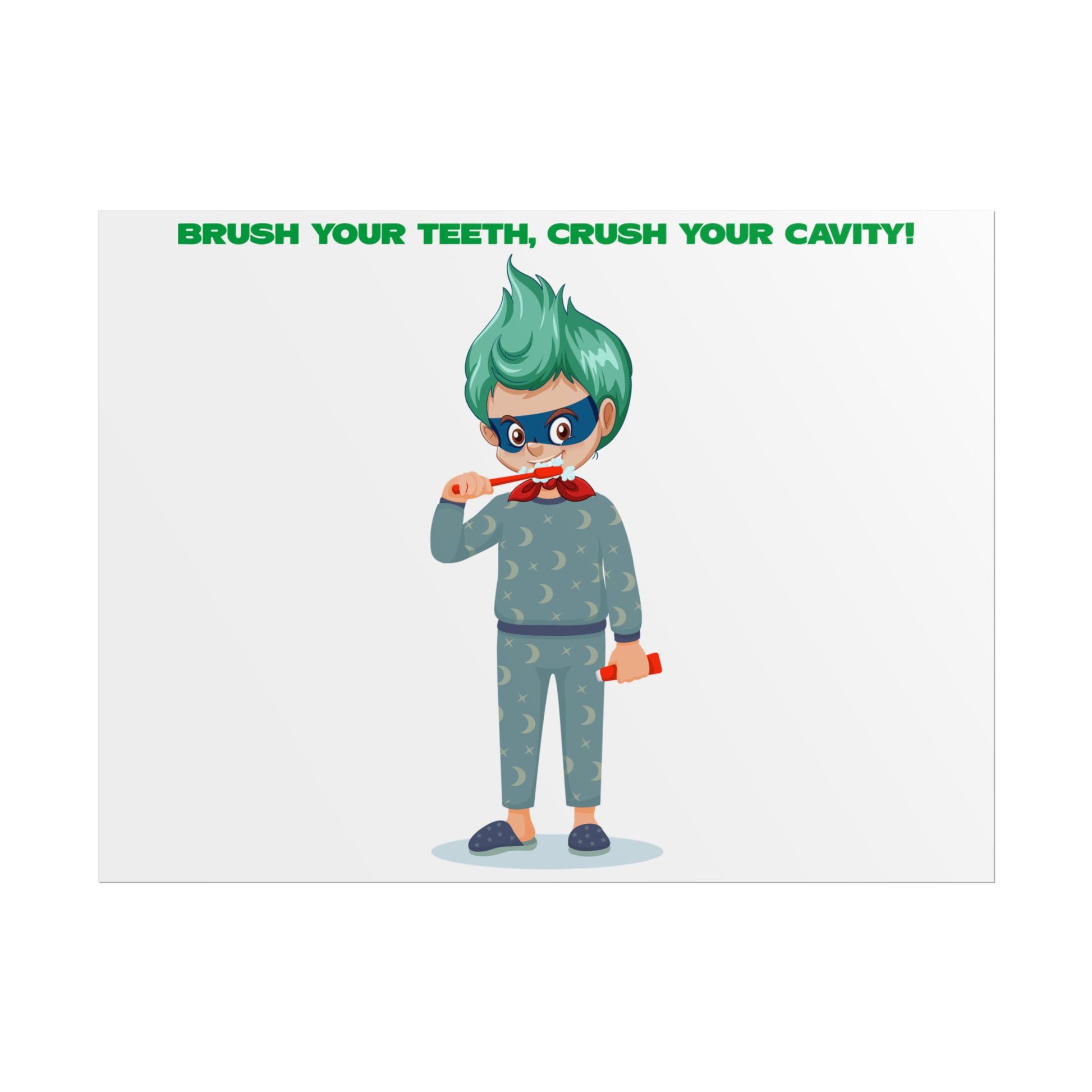 Rolled Posters - Super kiddo brushing teeth - [[{"value":"Wonderwear Kid"}]]
