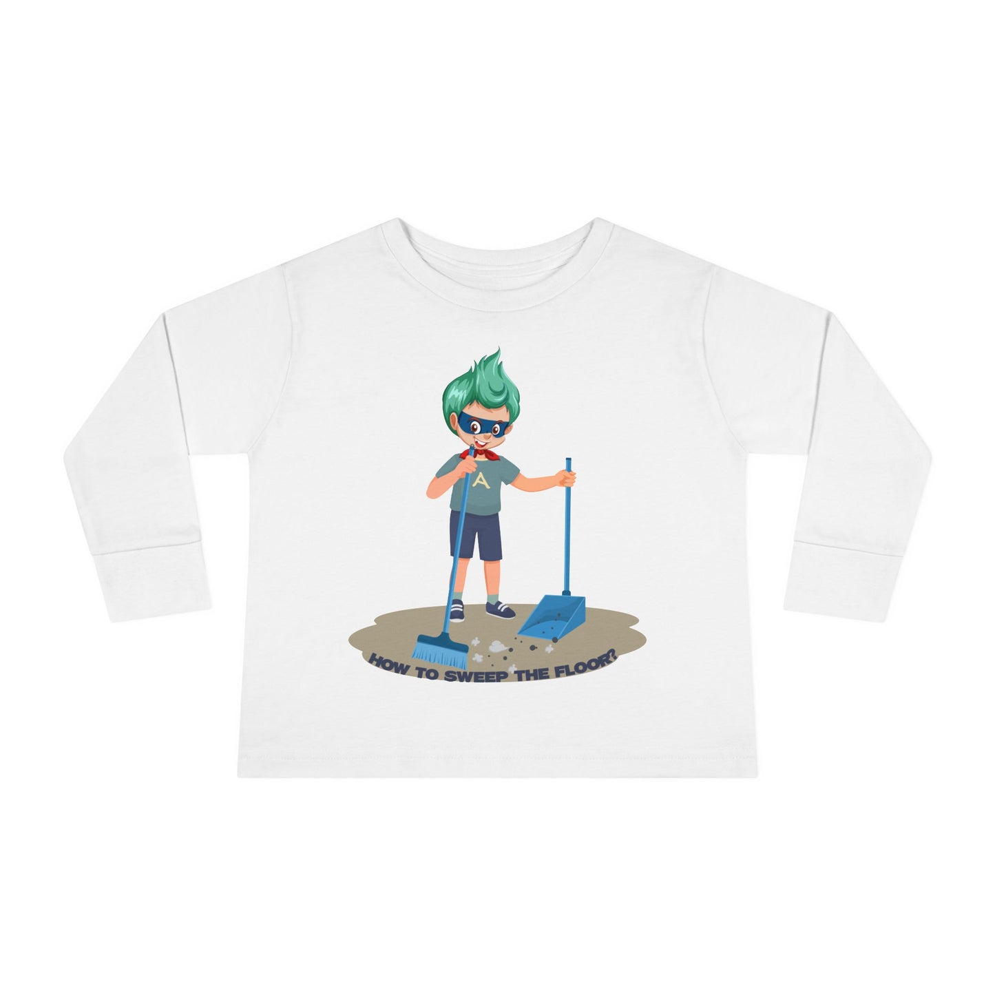Toddler Long Sleeve Tee - Super kiddo sweeping floor - [[{"value":"Wonderwear Kid"}]]