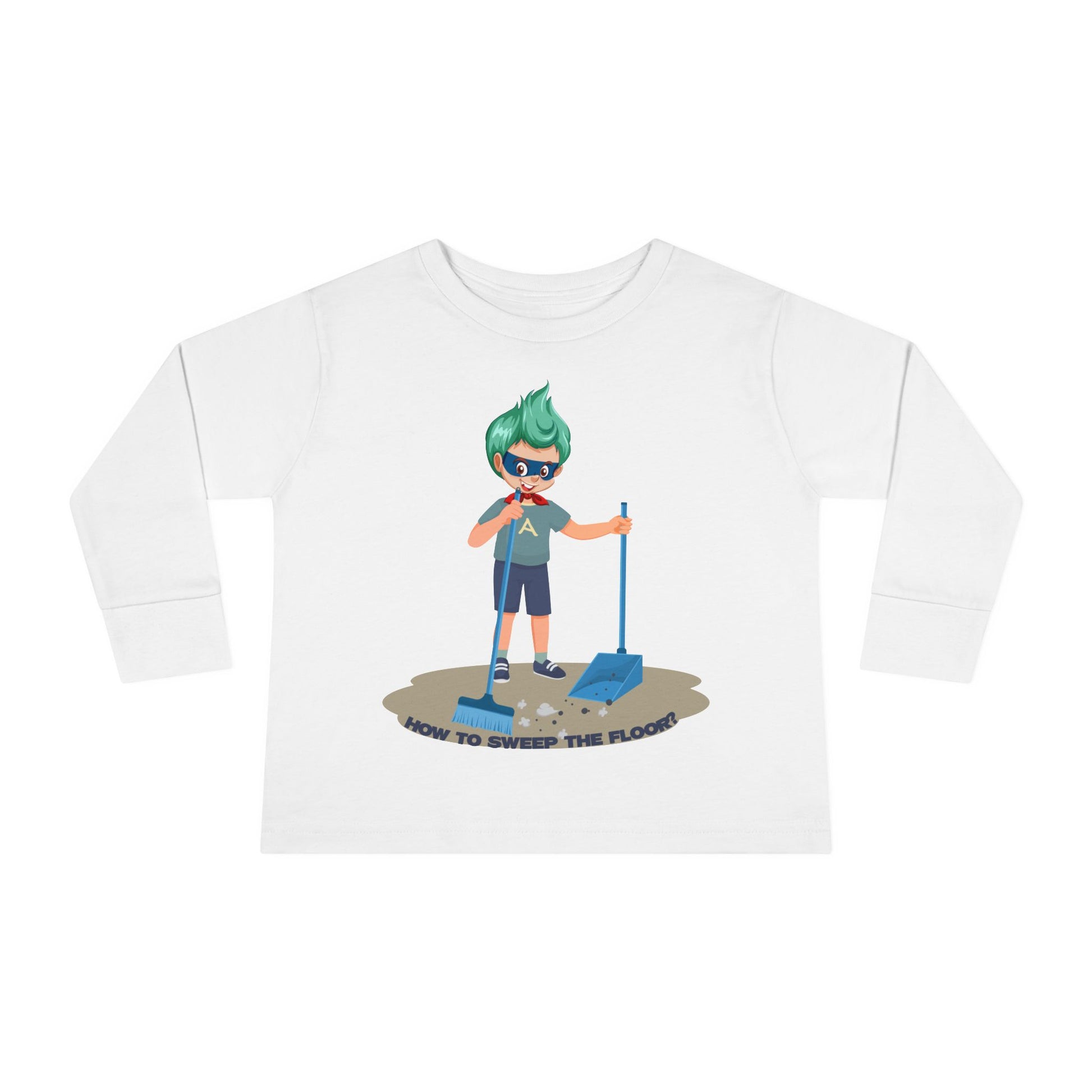 Toddler Long Sleeve Tee - Super kiddo sweeping floor - [[{"value":"Wonderwear Kid"}]]