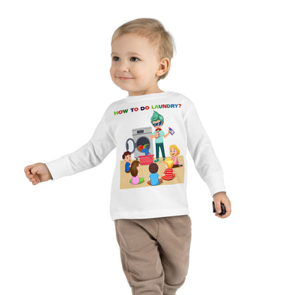 Toddler Long Sleeve Tee - super kiddo teaching laundry - [[{"value":"Wonderwear Kid"}]]