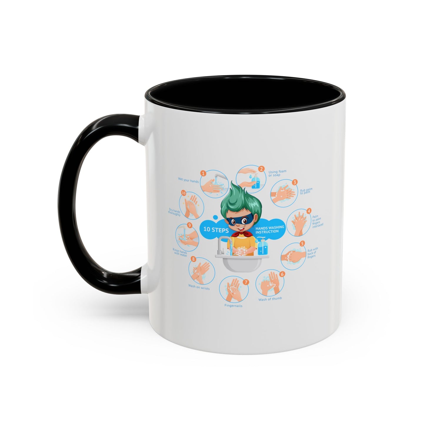 Accent Coffee Mug - Super kiddo hand washing steps