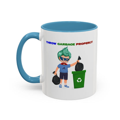 Accent Coffee Mug - Super kiddo taking trash out - [[{"value":"Wonderwear Kid"}]]