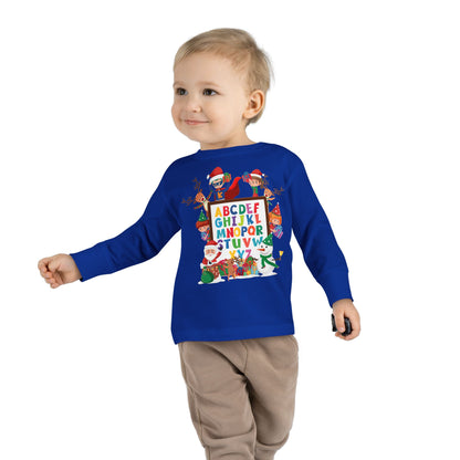 Toddler Long Sleeve Tee - Christmas alphabet with super kiddo - [[{"value":"Wonderwear Kid"}]]
