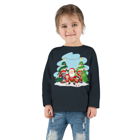 Toddler Long Sleeve Tee - Super kiddo with santa claus - [[{"value":"Wonderwear Kid"}]]