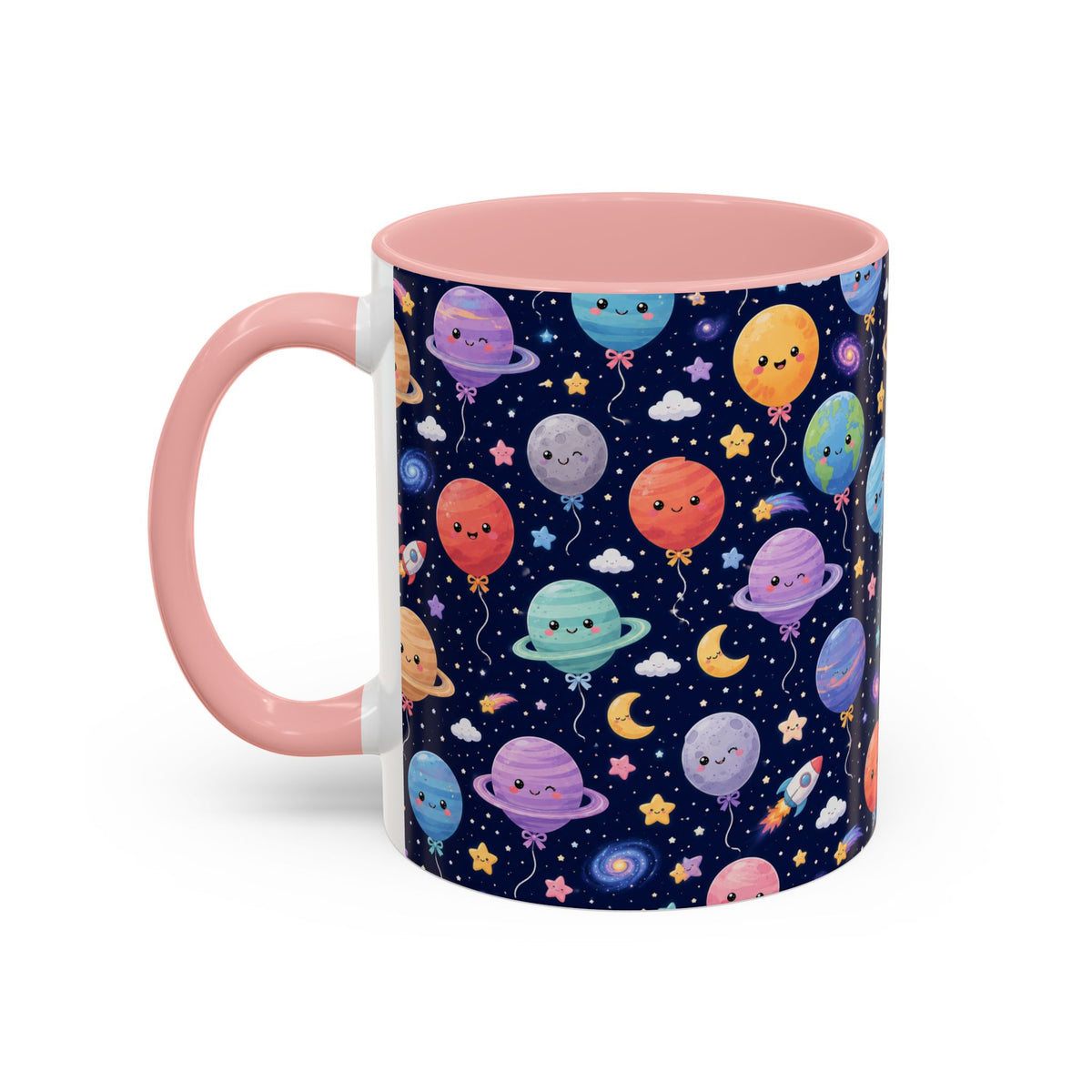 Accent Coffee Mug (11/15 oz) - Kawaii Space Balloon Planet