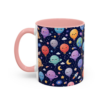Accent Coffee Mug (11/15 oz) - Kawaii Space Balloon Planet