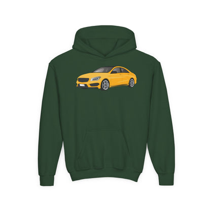 Youth Heavy Blend Hooded Sweatshirt - Yellow car Printify