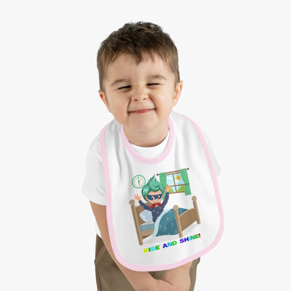 Baby Bib - Super kiddo teaches us to wake up early - [[{"value":"Wonderwear Kid"}]]