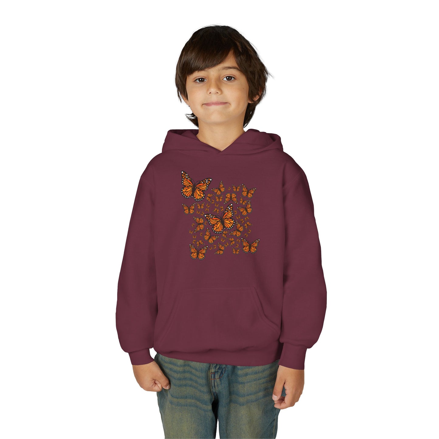 Youth Heavy Blend Hooded Sweatshirt -  Monarch butterflies