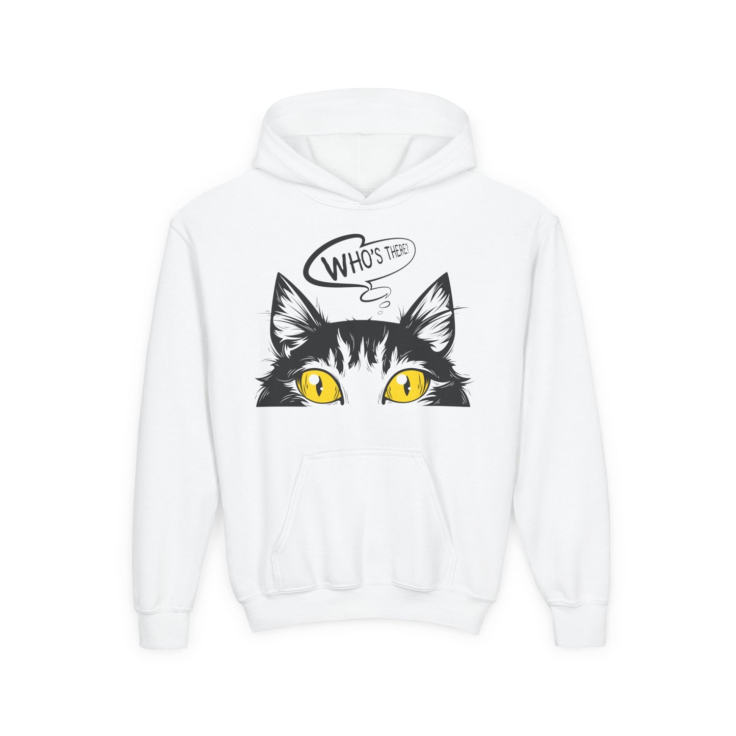 Youth Heavy Blend Hooded Sweatshirt -  Whos there cat