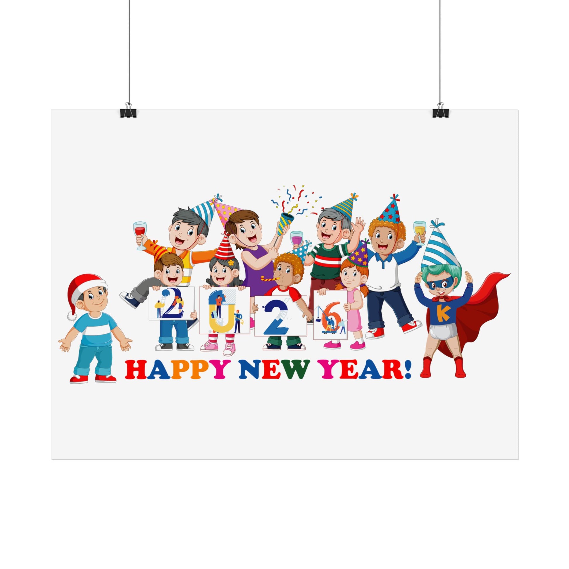 Rolled Posters - Happy new year from super kiddo - [[{"value":"Wonderwear Kid"}]]