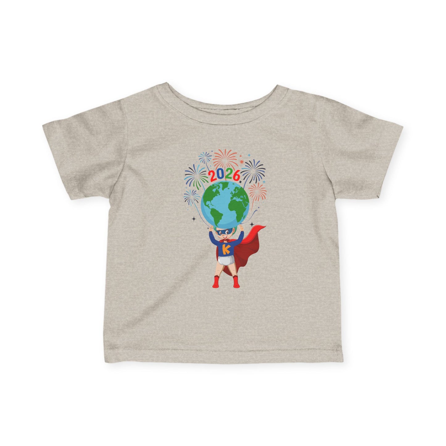 Infant Fine Jersey Tee - Super kiddo holding globe - [[{"value":"Wonderwear Kid"}]]