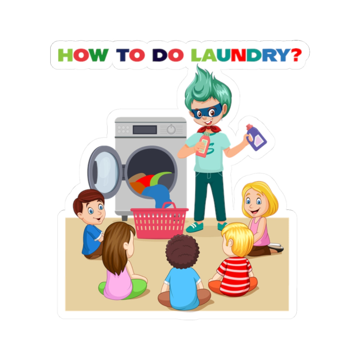 Kiss-Cut Stickers - super kiddo teaching laundry - [[{"value":"Wonderwear Kid"}]]