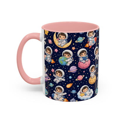 Accent Coffee Mug  (11/15 oz) - Kawaii Astronauts in a Starry Space Adventure