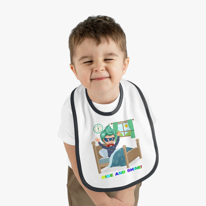 Baby Bib - Super kiddo teaches us to wake up early - [[{"value":"Wonderwear Kid"}]]