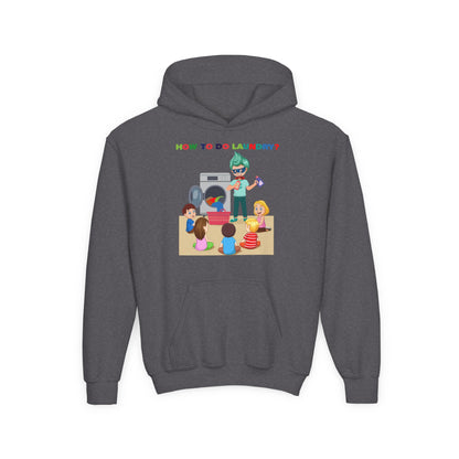 Youth Heavy Blend Hooded Sweatshirt - super kiddo teaching laundry - [[{"value":"Wonderwear Kid"}]]