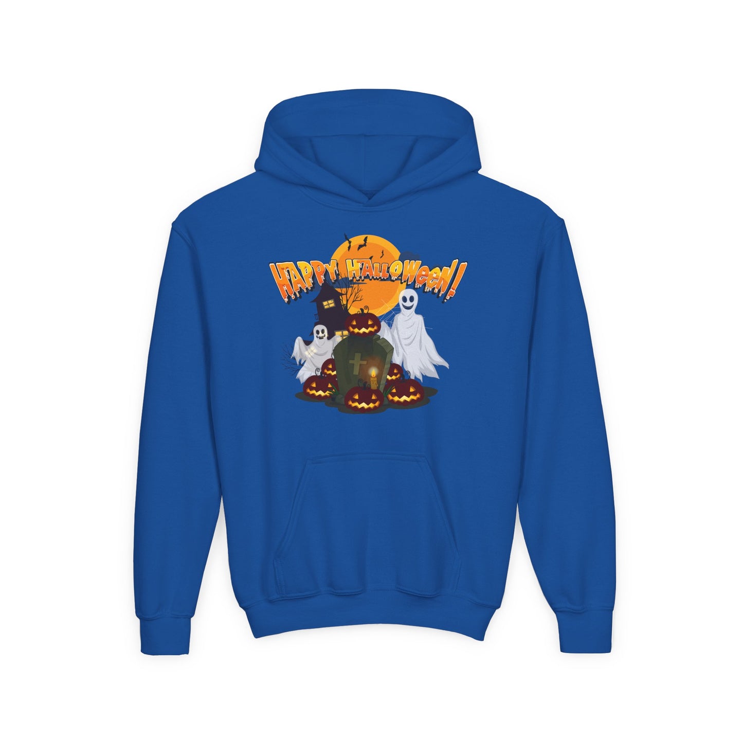 Youth Heavy Blend Hooded Sweatshirt - Happy holloween - cemetery