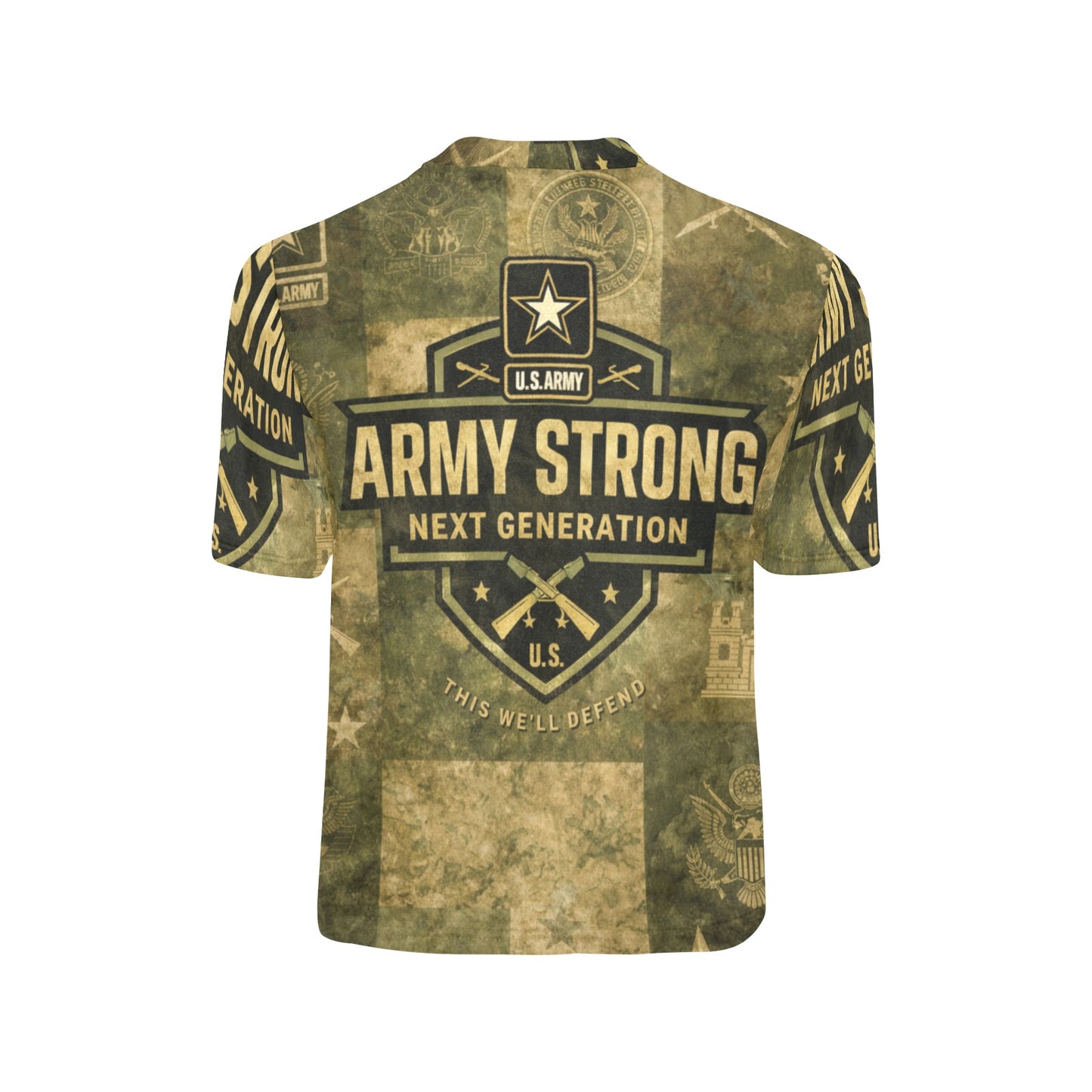 Little Kids' All Over Print Crew Neck T-Shirt - Proud to Serve - Young Patriot - Army Strong - Next Generation