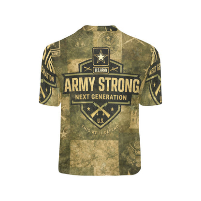 Little Kids' All Over Print Crew Neck T-Shirt - Proud to Serve - Young Patriot - Army Strong - Next Generation