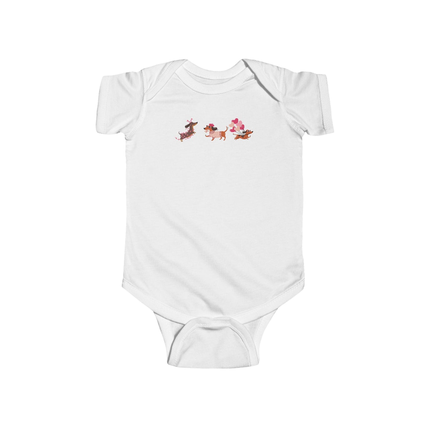 Infant Fine Jersey BodysuitValentines -  Cute Three Dachshund - [[{"value":"Wonderwear Kid"}]]