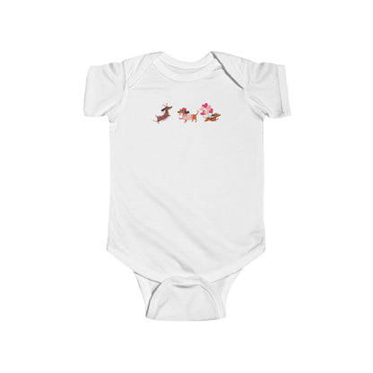 Infant Fine Jersey BodysuitValentines -  Cute Three Dachshund - [[{"value":"Wonderwear Kid"}]]