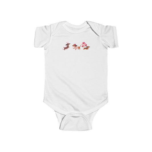 Infant Fine Jersey BodysuitValentines -  Cute Three Dachshund - [[{"value":"Wonderwear Kid"}]]