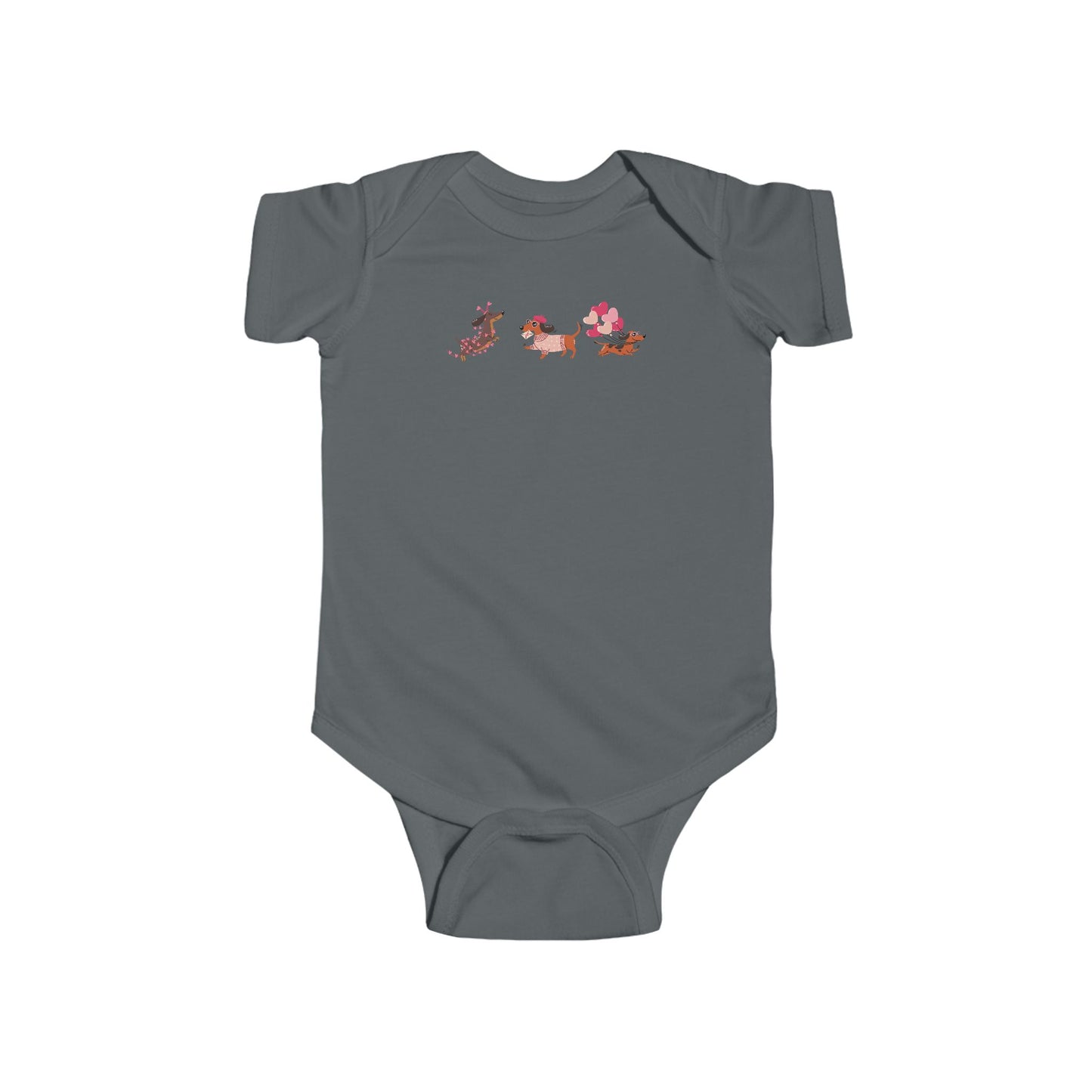 Infant Fine Jersey BodysuitValentines -  Cute Three Dachshund - [[{"value":"Wonderwear Kid"}]]