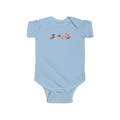 Infant Fine Jersey BodysuitValentines -  Cute Three Dachshund - [[{"value":"Wonderwear Kid"}]]