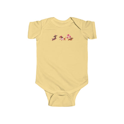 Infant Fine Jersey BodysuitValentines -  Cute Three Dachshund - [[{"value":"Wonderwear Kid"}]]