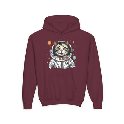 Youth Heavy Blend Hooded Sweatshirt - Astronaut cat Printify