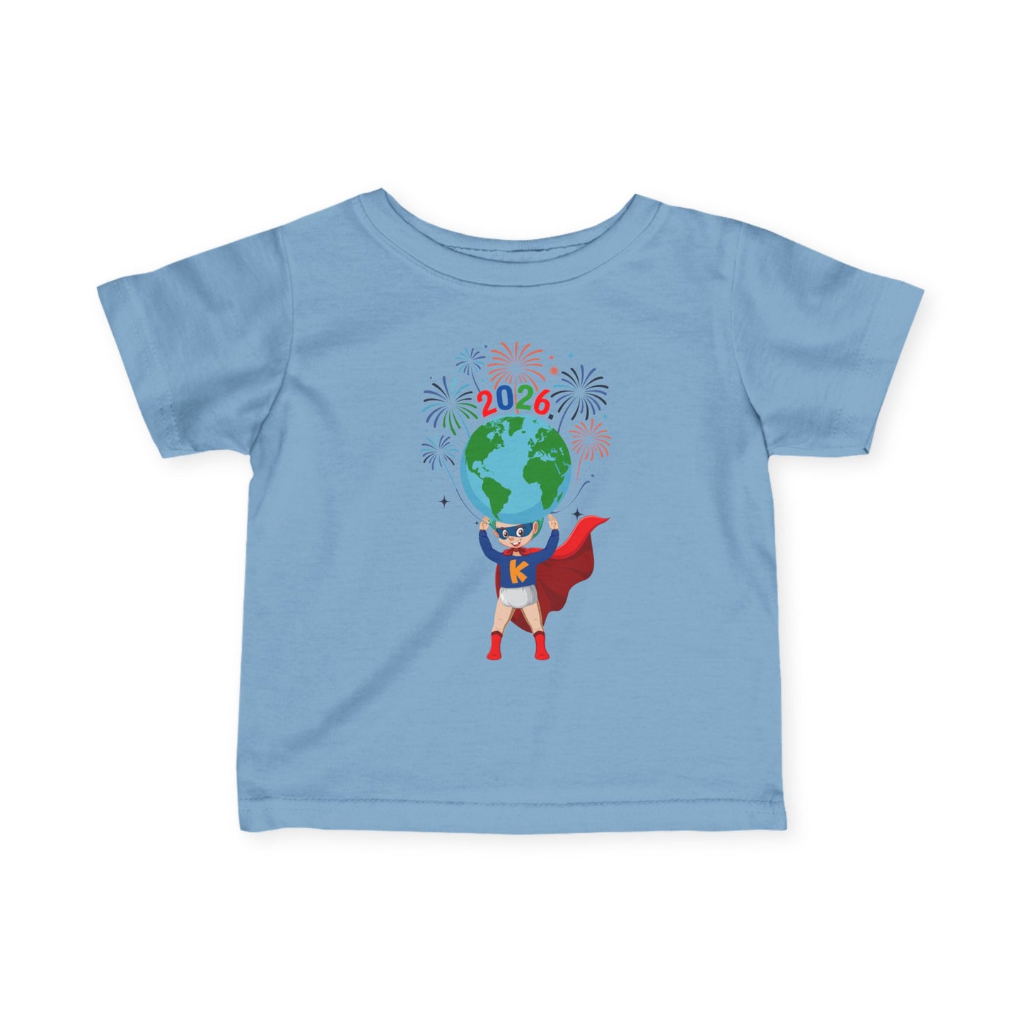 Infant Fine Jersey Tee - Super kiddo holding globe - [[{"value":"Wonderwear Kid"}]]