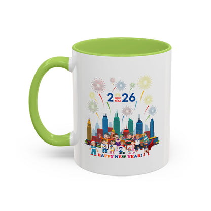 Accent Coffee Mug - Happy new year with fireworks - [[{"value":"Wonderwear Kid"}]]