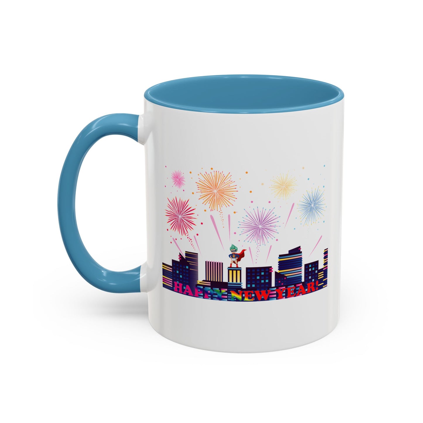 Accent Coffee Mug - Super kiddo with fireworks with text