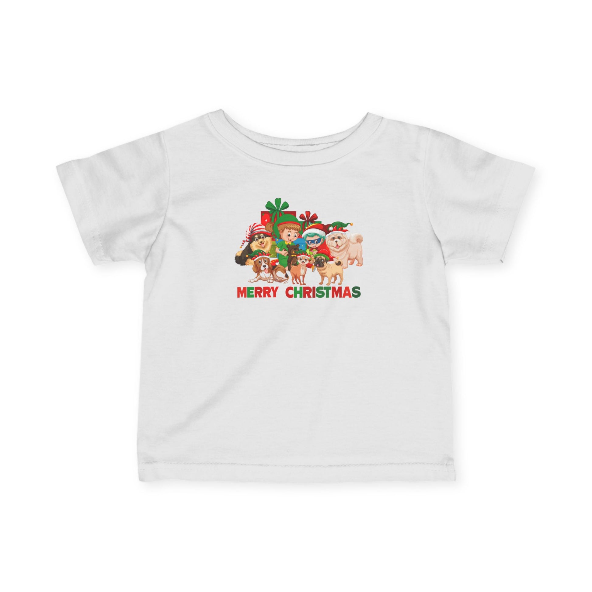 Infant Fine Jersey Tee - Christmas with super kiddo pet friends with text - [[{"value":"Wonderwear Kid"}]]