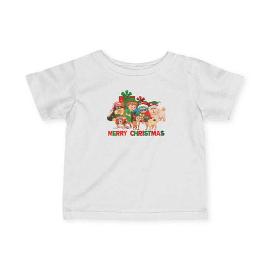 Infant Fine Jersey Tee - Christmas with super kiddo pet friends with text - [[{"value":"Wonderwear Kid"}]]