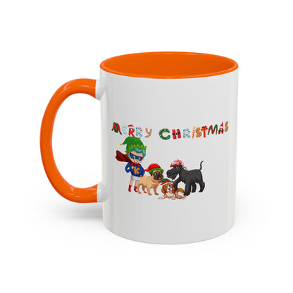 Accent Coffee Mug - Super kiddo woith pet friends - [[{"value":"Wonderwear Kid"}]]