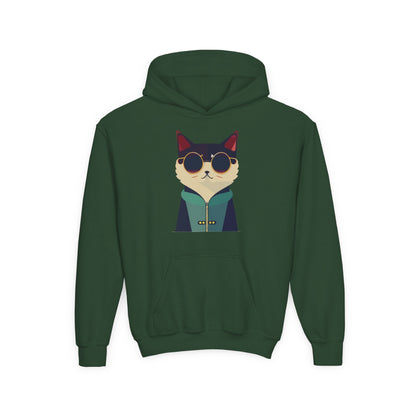 Kids Cool Cat Sunglasses Hoodie Printify
