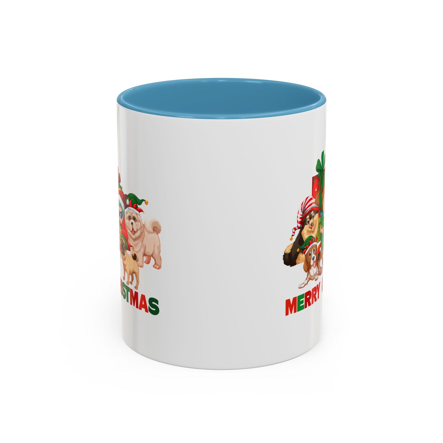 Accent Coffee Mug - Christmas with super kiddo pet friends with text