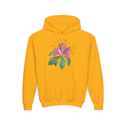 Youth Heavy Blend Hooded Sweatshirt - Purple flower Printify