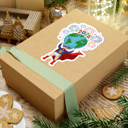 Kiss-Cut Stickers - Super kiddo holding globe - [[{"value":"Wonderwear Kid"}]]