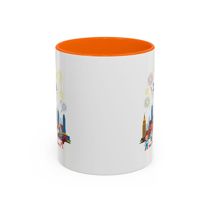 Accent Coffee Mug - Happy new year with fireworks - [[{"value":"Wonderwear Kid"}]]