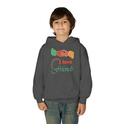 Youth Heavy Blend Hooded Sweatshirt - I love my friends Printify